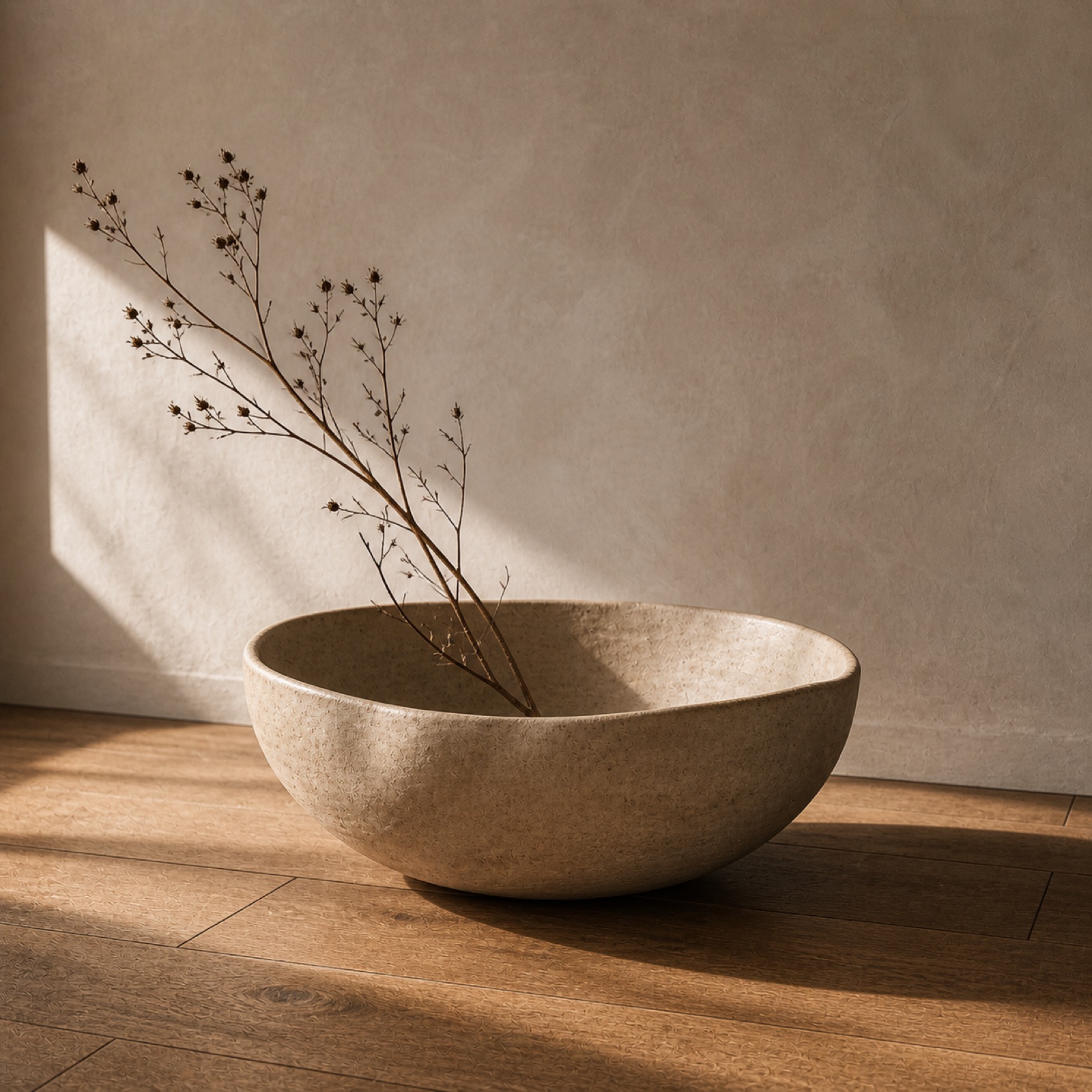 Bowl Cazalla cerámico amplio bajo, esmalte mate bone